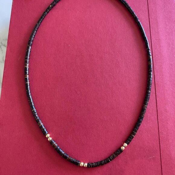 Brown and Gold Beaded Choker Necklace - Picture 1 of 4